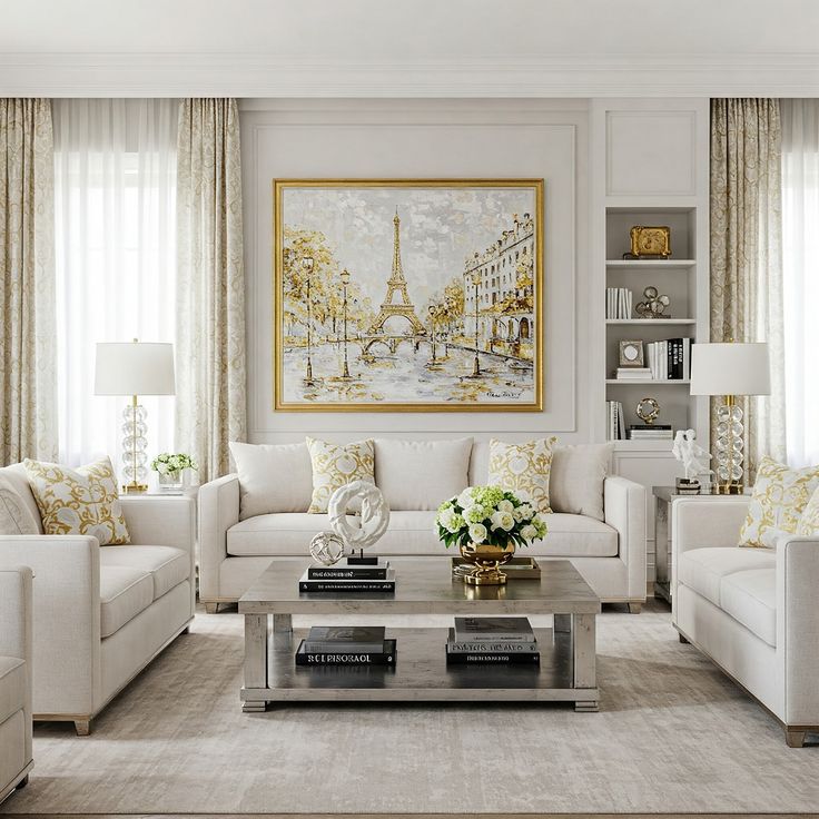 Chic home living room with sofas,table showcased whitebackground